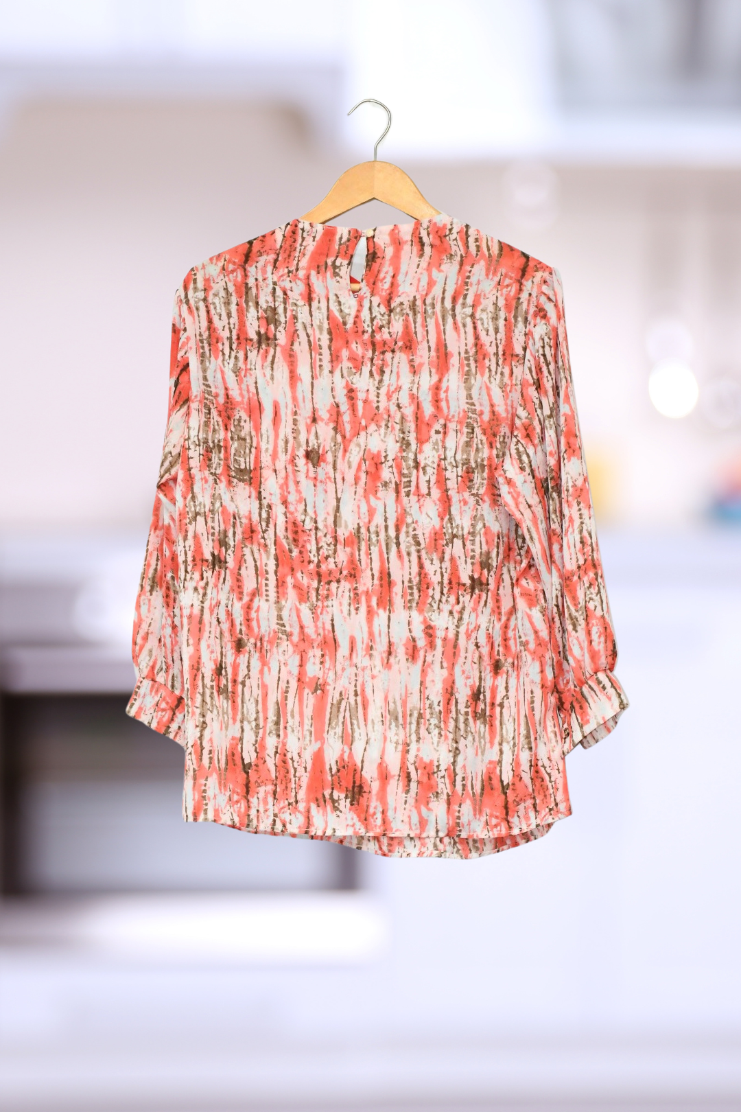 Top Printed -Peach  Tie and Die