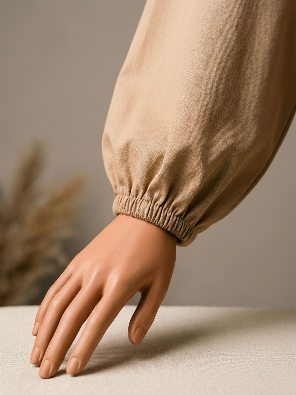 Co-Ord Set V Button Neck-Beige