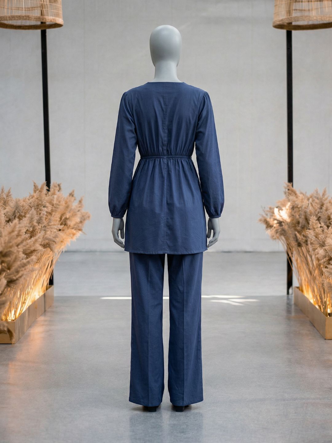 Co-Ord Set V Button Navy