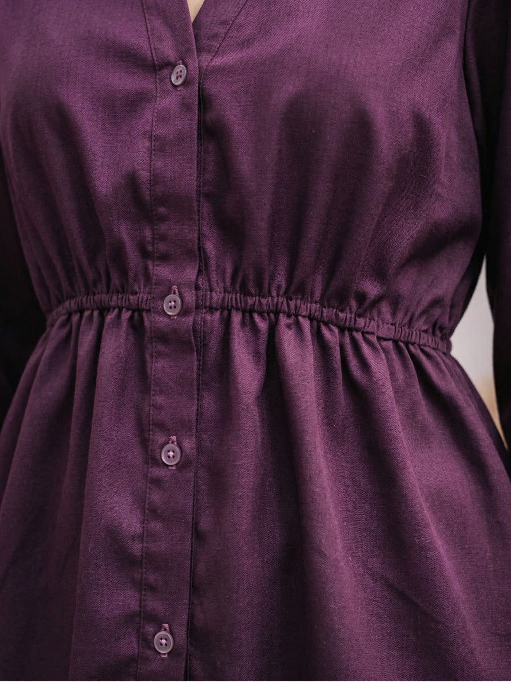 Co-Ord Set V Button Neck-Megenta