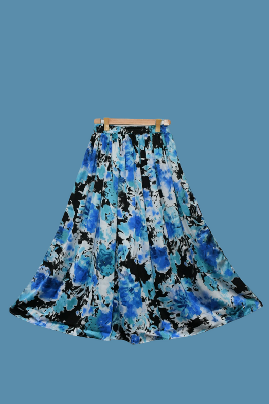 Silk Skirt-Abstract Print