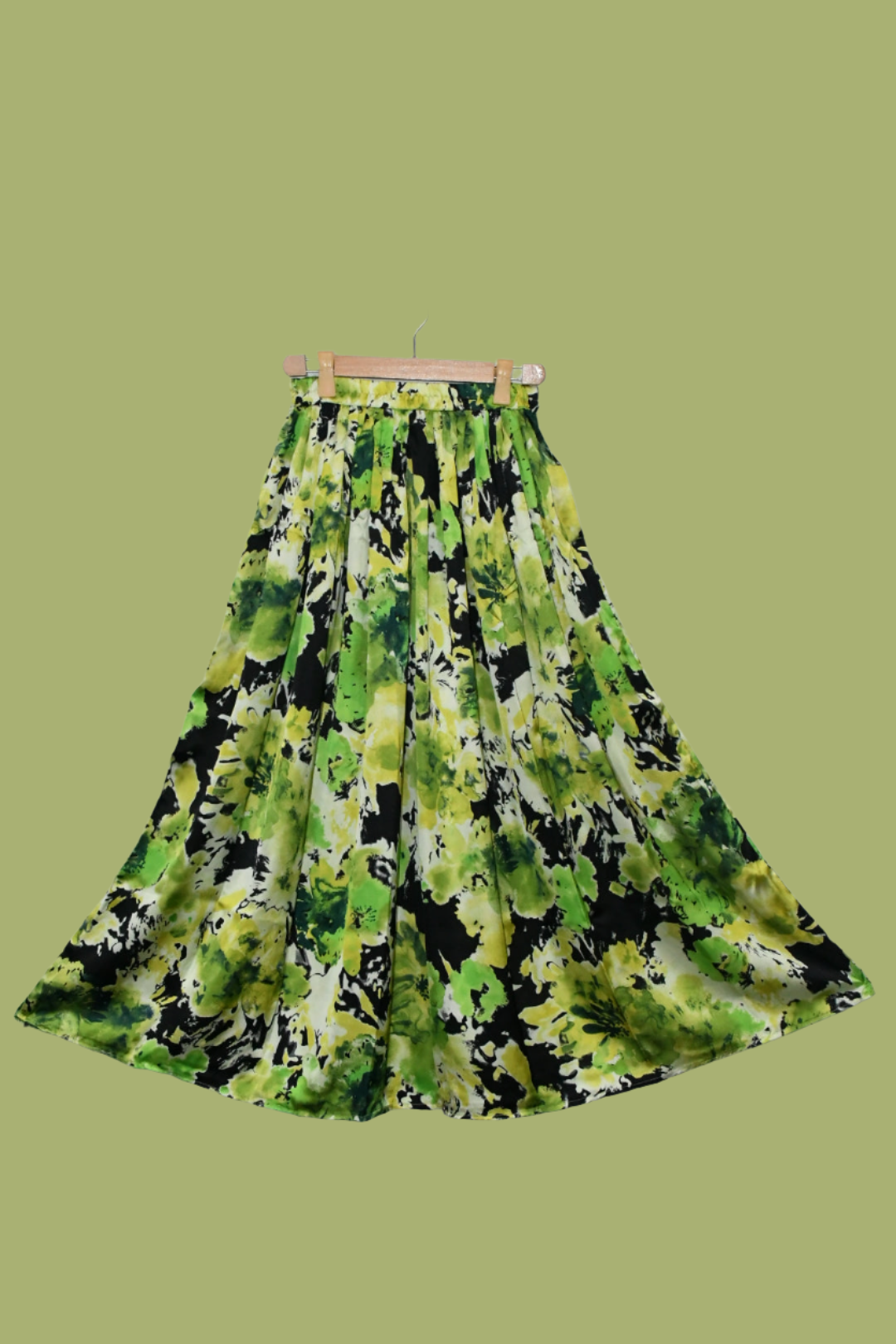 Silk Skirt-Abstract Print